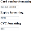 jQuery.payment : Library for Credit card forms, Validating inputs and formatting numbers
