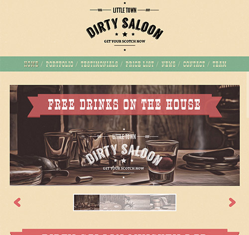 Dirty Saloon - A Rugged One Page Wordpress Theme