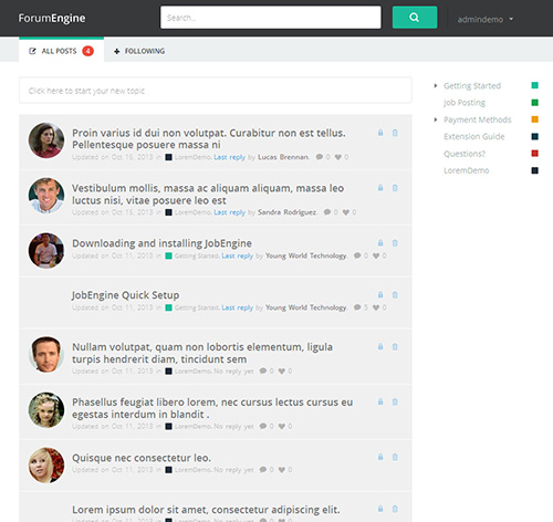 ForumEngine, Flat Responsive WordPress Forum Theme