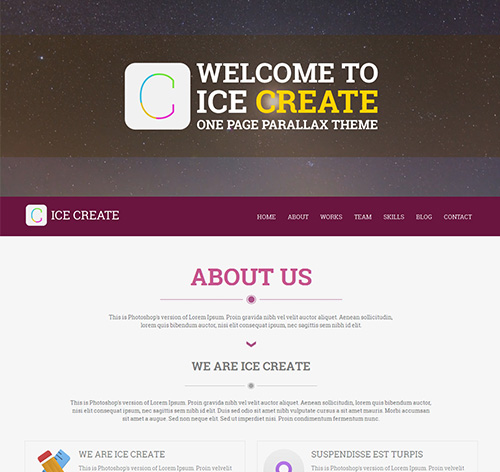 ICE Create - Responsive One Page HTML Template