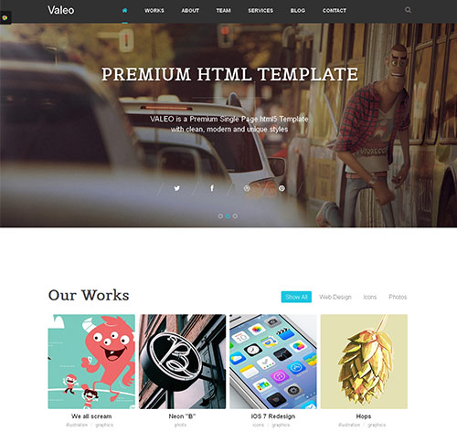 Valeo - OnePage Parallax Responsive HTML5 Template
