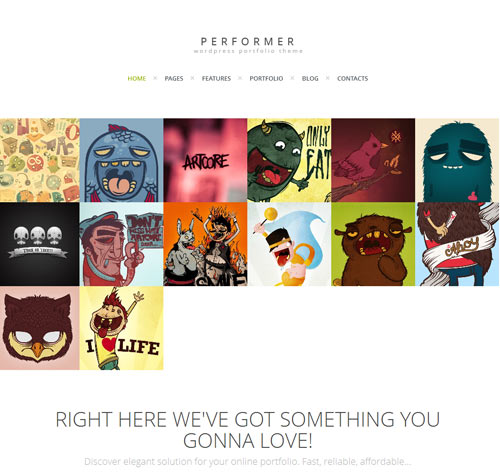 Performer Minimalistic Portfolio WordPress Theme