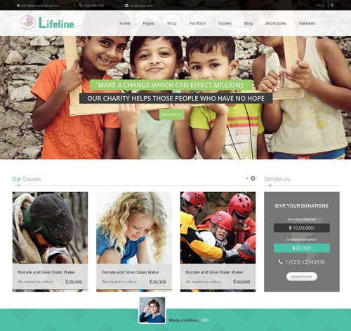 Lifeline NGO Charity Fund Raising Wordpress Theme