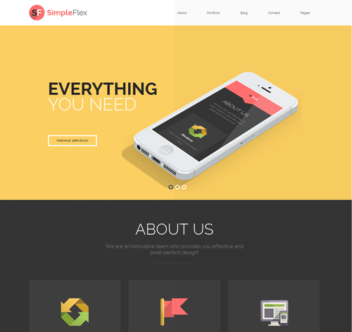 SimpleFlex - Flat One Page WordPress Theme