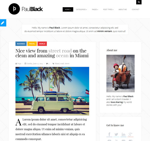 PaulBlack - Personal Blog Wordpress Theme