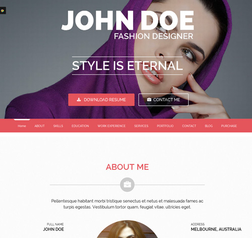 Personal One - OnePage / VCard / Wordpress Theme