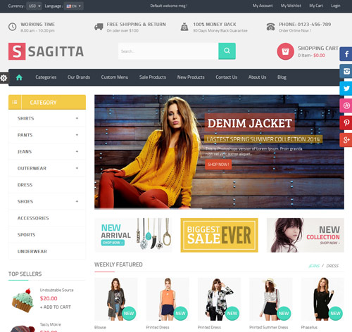 Sagitta - Mega Store Responsive PrestashopTheme