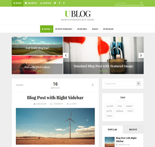 UBlog - Responsive WordPress Theme for Bloggers
