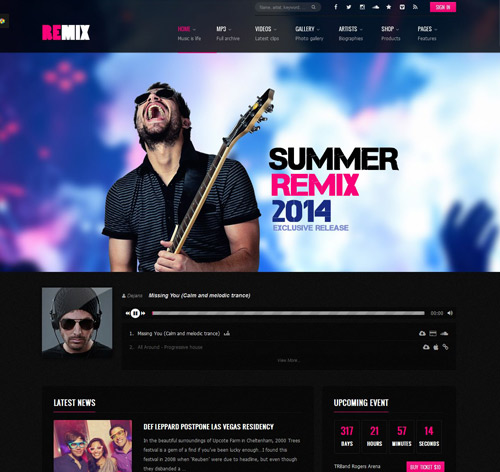 Remix - Music/Band/Club/Party/Event WP Theme