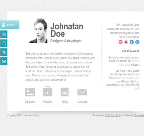 Biopic - Responsive Resume HTML5 Template