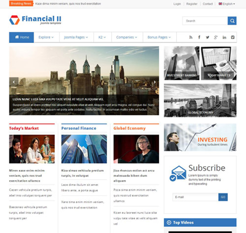 Financial II - Responsive Financial Joomla Theme
