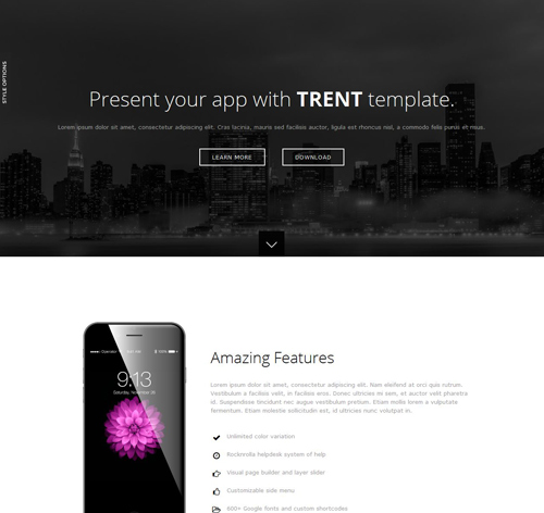 Trent - Responsive One Page Parallax Template