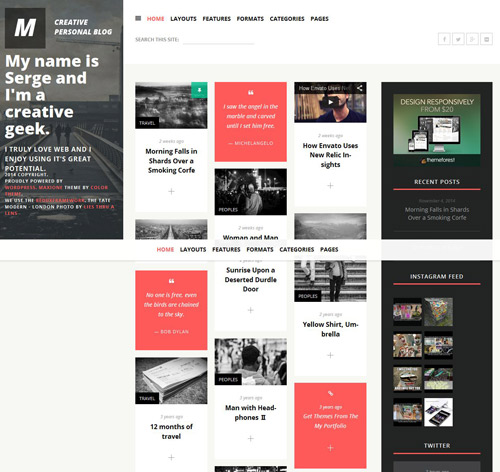 MaxiOne - Creative Personal Blog WordPress Theme