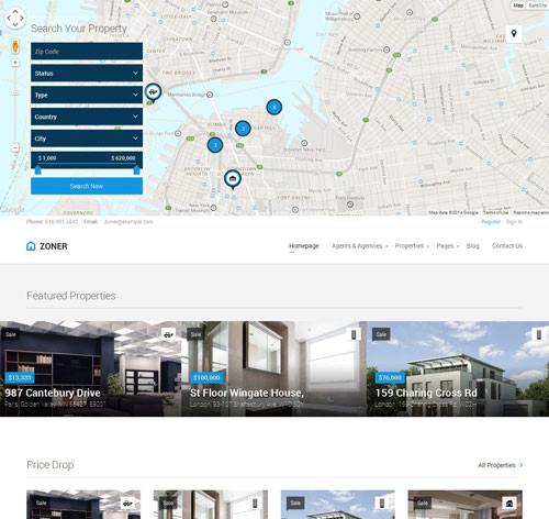Zoner - Real Estate WordPress theme