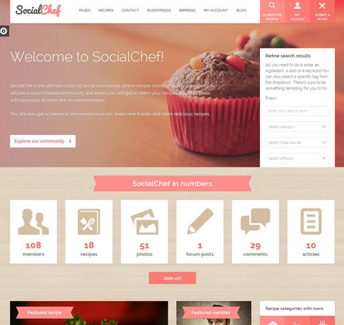 SocialChef - Social Recipe WordPress Theme