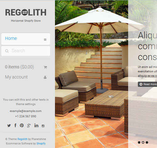Regolith — Responsive Horizontal Shopify Theme