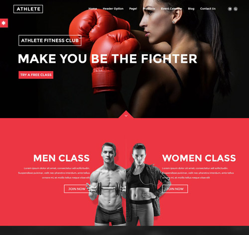 Athlete - Fitness, Gym and Sport Wordpress theme