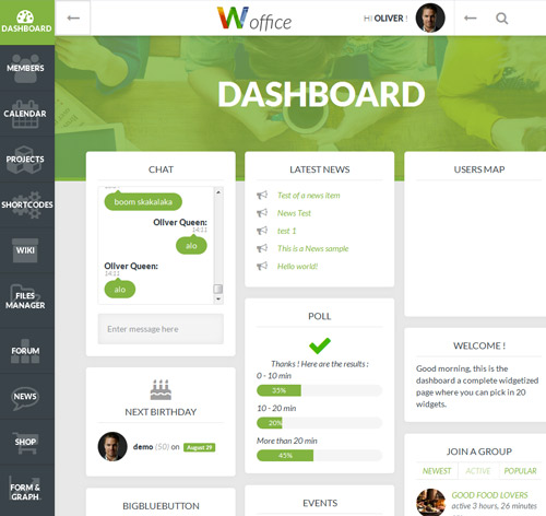 Woffice - Intranet/Extranet WordPress Theme