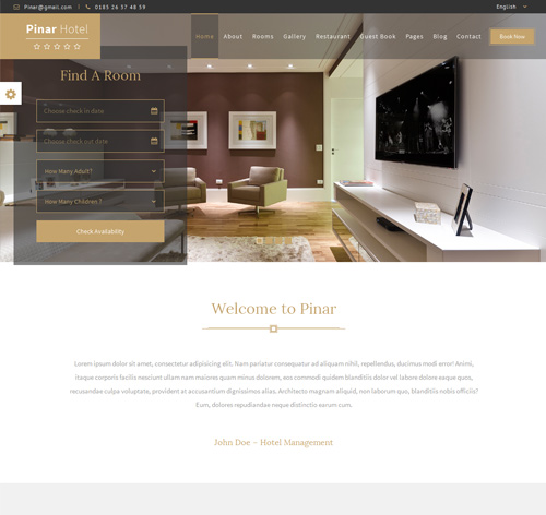 Pinar Hotel - WordPress Booking Template