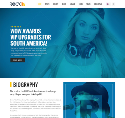 Rockit 2.0 Music Band WordPress Theme