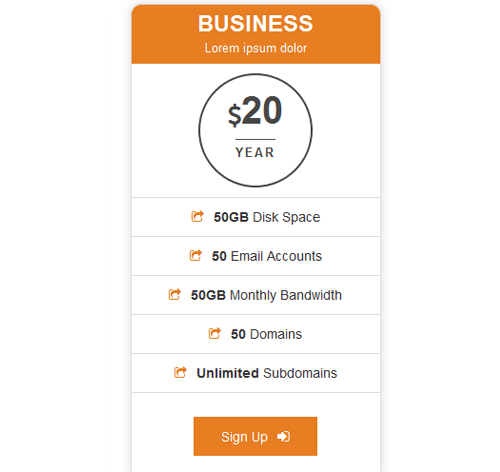 Pricing Table Style 1