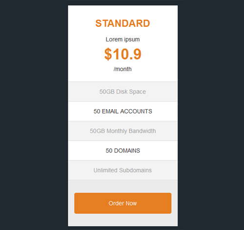 Pricing Table Style 5