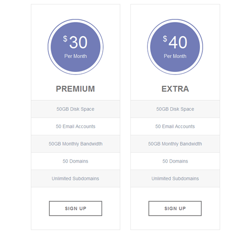 Pricing Table Style 8