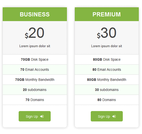 Pricing Table Style 17