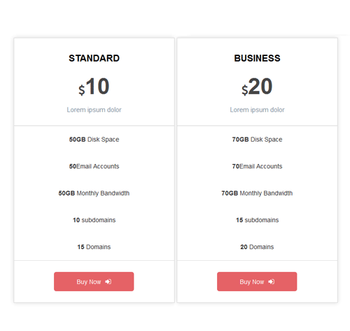 Pricing Table Style 21