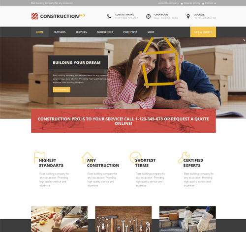Construction PRO - Building & Renovation Services Construction WordPress Theme