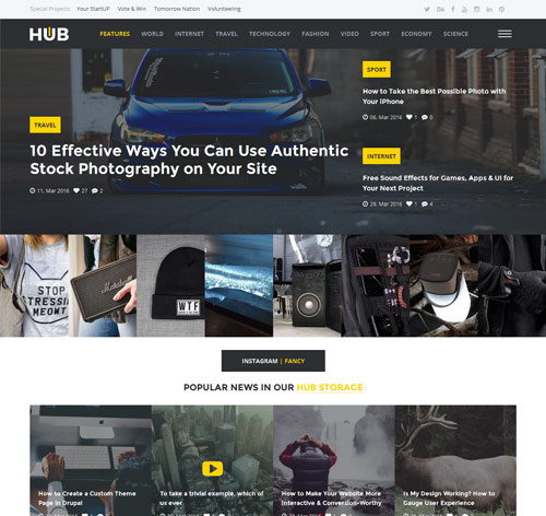 Hub - Creative Blog & Magazine Drupal 8 Theme