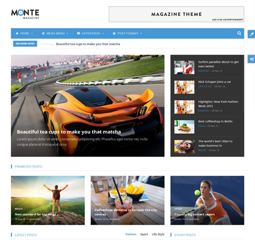 Monte - Responsive Magazine News Drupal 8 Theme