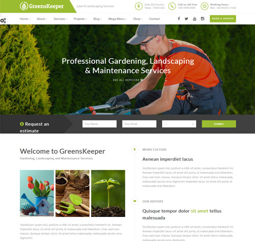 GreensKeeper - Gardening & Landscaping Responsive WordPress Theme