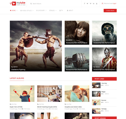 MyTube - Best Video Theme HTML Template For Youtube, Vimeo & Daily Motion