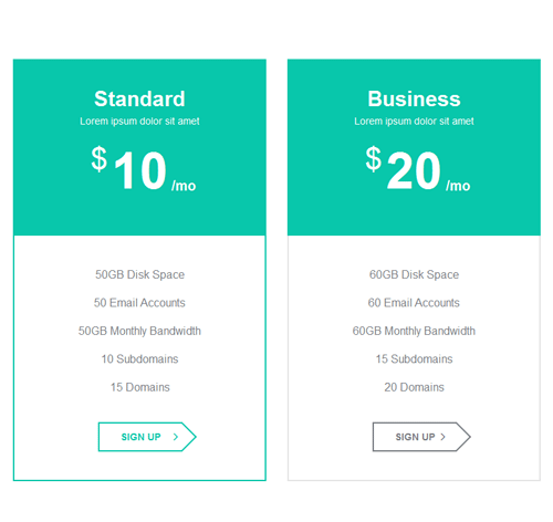 Pricing Table Style 38