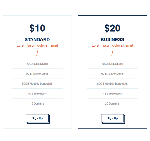 Pricing Table Style 39