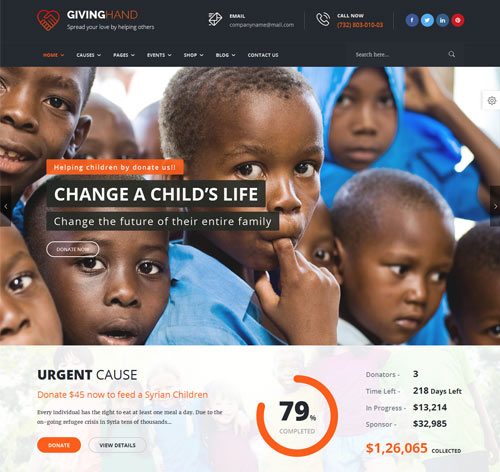 Giving hand - Charity/Fundraising WordPress Theme