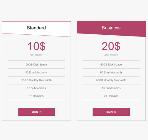 Pricing Table Style 40