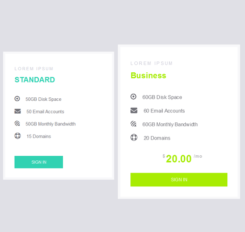 Pricing Table Style 44