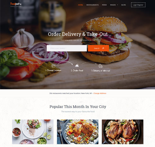 Food Delivery Restaurant Directory WordPress Theme - FoodPicky