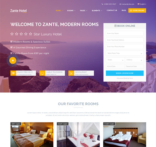 Zante Hotel - Hotel HTML Template