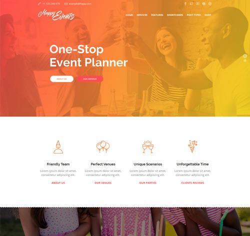 Happy Events - Holiday, Event Agency & Planner Events WordPress Theme