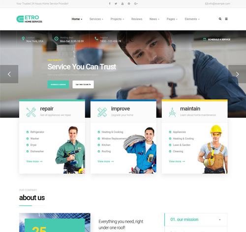 Etro - Home Maintenance, Repair and Improvement Services WordPress Theme
