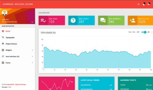 AdminBSB : Free admin panel that is based on Bootstrap 3.x with Material Design