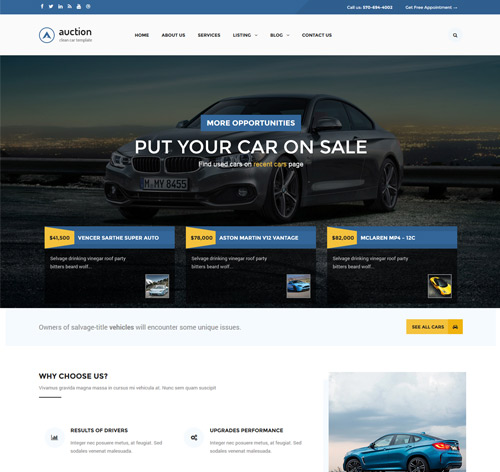 Auction - Car Dealer WooCommerce WordPress Theme