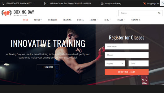 Boxing Day - Boxing Lifestyle Club Responsive Website Template