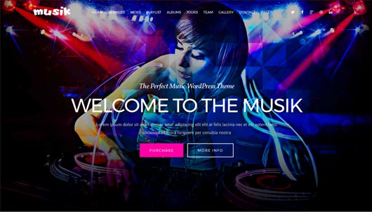 Musik - Music Bands, Artists, Musicians, Clubs OnePage Template