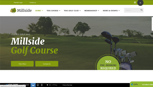 Millside - Golf and Sport Website template