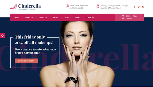 Cinderella - Beauty, Hair and Spa Salon WordPress Theme