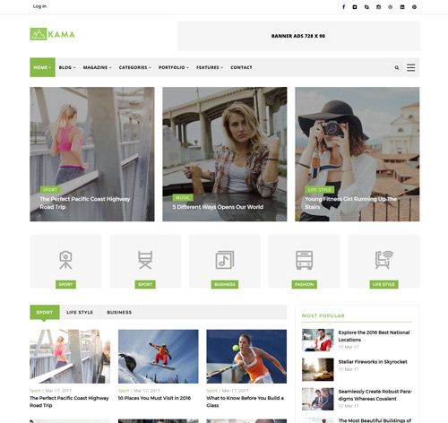 Kama - Responsive Magazine & Business Drupal 8 Theme